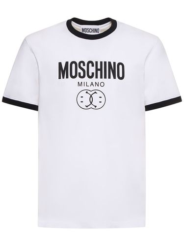 T-shirt En Jersey De Coton Stretch Imprimé Logo - MOSCHINO - Modalova