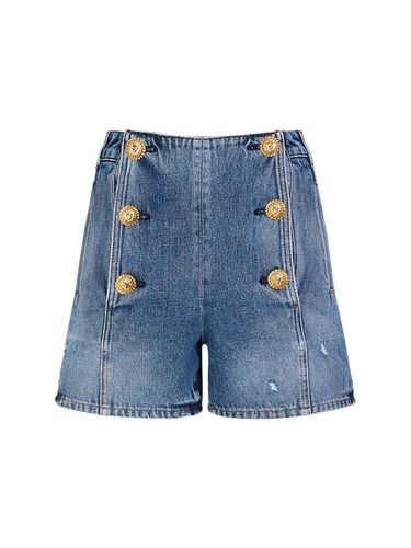 Short En Denim Taille Haute À 6 Boutons - BALMAIN - Modalova