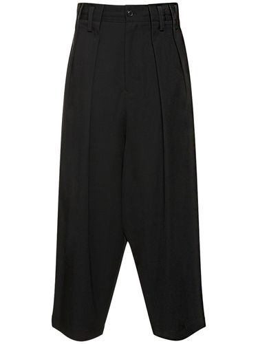 Pantalon Ample En Gabardine De Laine Froncée - YOHJI YAMAMOTO - Modalova