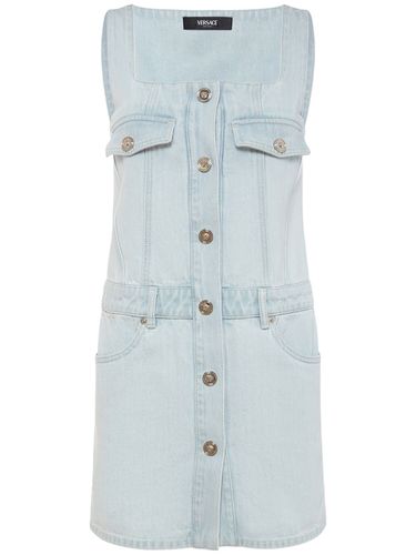 Robe Courte En Denim À Taille Élastique - VERSACE - Modalova