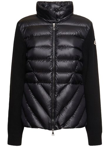 Tricot Wool Blend Down Cardigan - MONCLER - Modalova