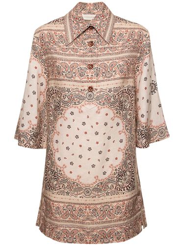 Robe Courte En Lin Imprimé Tunic - ZIMMERMANN - Modalova