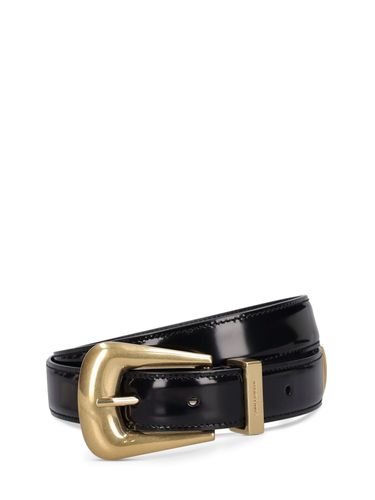 Ceinture En Cuir Brossé Folk 30 Mm - SAINT LAURENT - Modalova