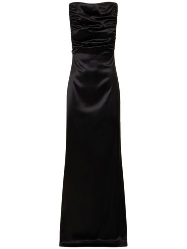 Robe Longue Fendue En Satin Palladium - CHRISTOPHER ESBER - Modalova