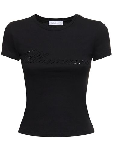 T-shirt En Jersey De Coton À Logo En Cristaux - BLUMARINE - Modalova