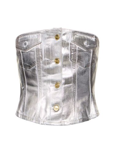 Haut Corset En Denim Enduit - GANNI - Modalova