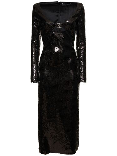 Robe Midi En Sequins Avec Boucle Logo - DAVID KOMA - Modalova