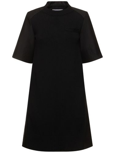 Robe Courte En Maille De Gabardine De Coton - SACAI - Modalova