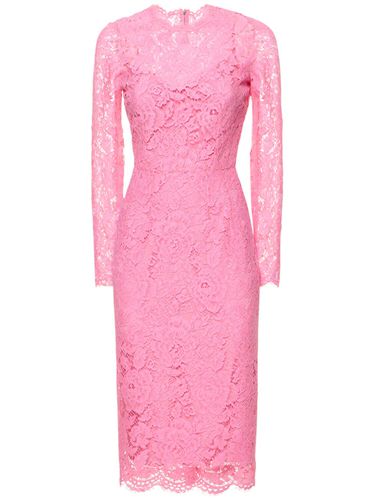 Robe Midi En Dentelle Stretch Florale Et Dg - DOLCE & GABBANA - Modalova