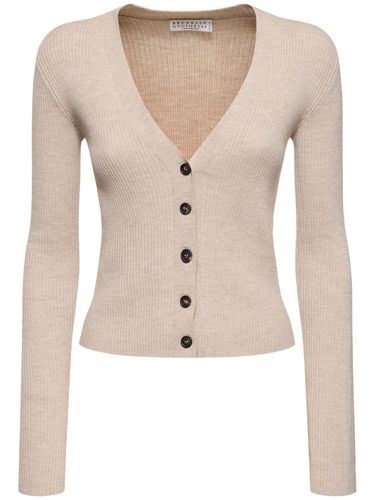 Cardigan En Maille Côtelée Embellie - BRUNELLO CUCINELLI - Modalova