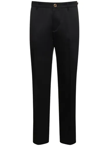 Pantalon En Gabardine De Coton - VERSACE - Modalova