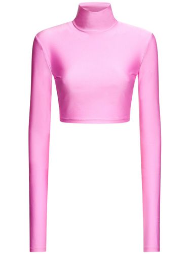 Crop Top Col Roulé En Lycra Brillant - THE ANDAMANE - Modalova