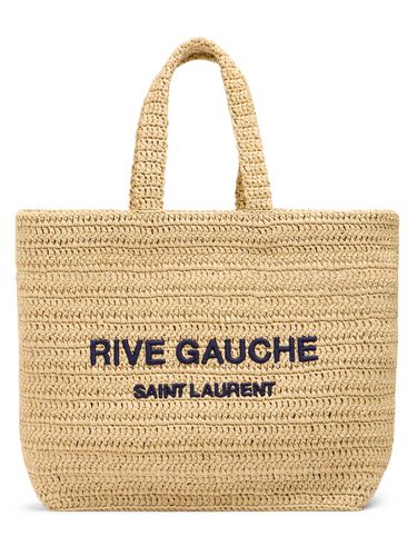 Sac Cabas En Raphia Imprimé Rive Gauche - SAINT LAURENT - Modalova