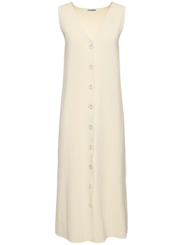 Robe Midi En Maille De Coton Mélangé À Col En V - JIL SANDER - Modalova