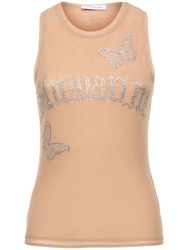 Débardeur En Tulle À Logo En Cristaux - BLUMARINE - Modalova