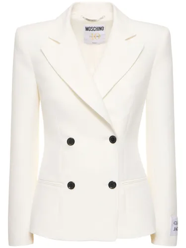 Blazer En Duchesse De Coton À Double Boutonnage - MOSCHINO - Modalova