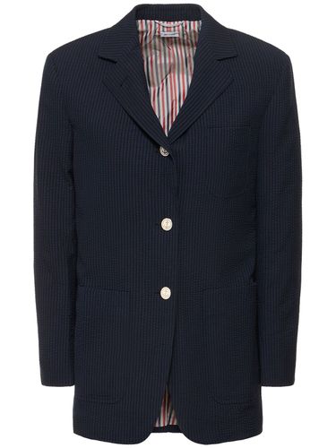 Veste En Laine Seersucker Avec Poches - THOM BROWNE - Modalova