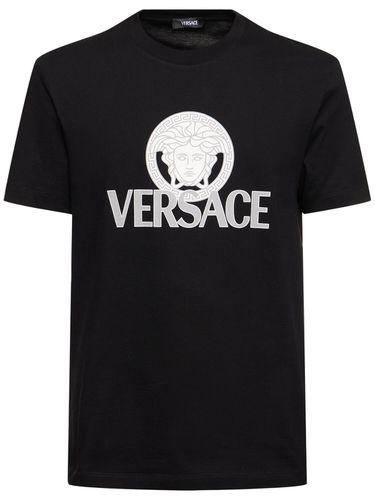 T-shirt En Jersey De Coton À Logo - VERSACE - Modalova