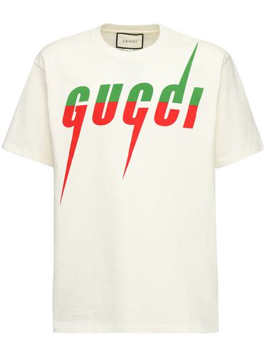 T-shirt Oversize En Jersey De Coton Imprimé - GUCCI - Modalova