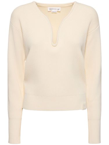 Pull-over En Maille De Soie Et Coton À Col En V - VICTORIA BECKHAM - Modalova