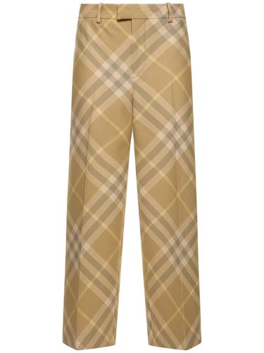 Pantalon Droit En Laine À Carreaux - BURBERRY - Modalova