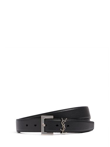 Ceinture En Cuir Monogramme 3 Cm - SAINT LAURENT - Modalova