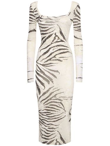 Robe Longue En Viscose Dévoré Imprimé Zébré - ROBERTO CAVALLI - Modalova