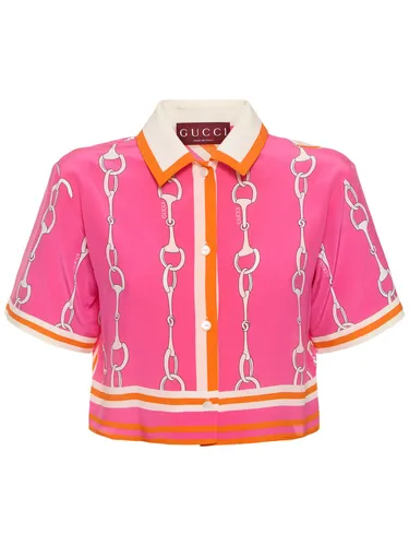 Chemise Courte En Soie Horsebit - GUCCI - Modalova