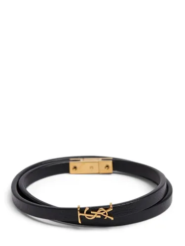 Bracelet En Cuir À Monogramme - SAINT LAURENT - Modalova