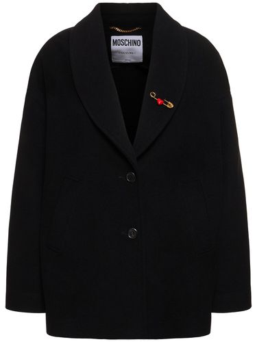 Manteau Court En Laine Mélangée - MOSCHINO - Modalova