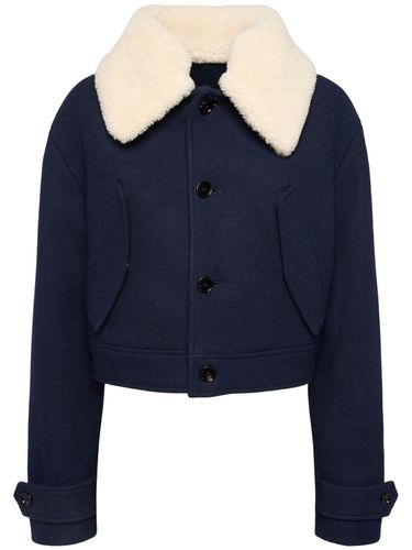 Veste En Coton Mélangé Avec Col En Shearling - AMI PARIS - Modalova