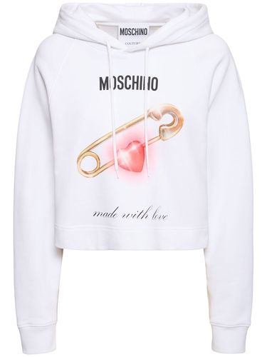 Sweat-shirt En Jersey De Coton Imprimé À Capuche - MOSCHINO - Modalova