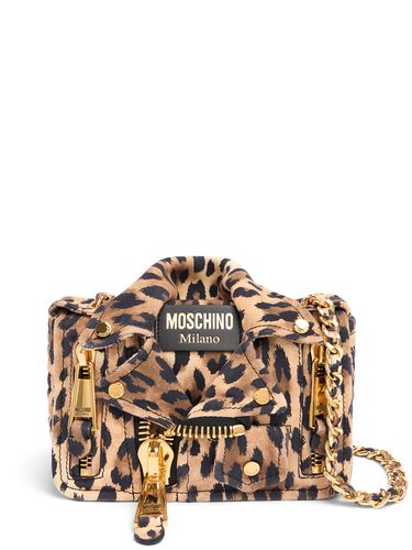 Sac Porté Épaule En Daim Imprimé Biker - MOSCHINO - Modalova