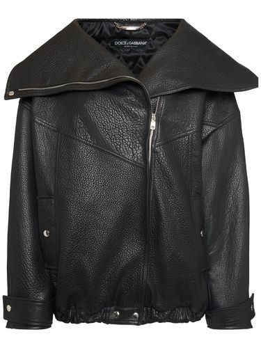 Veste Biker En Cuir - DOLCE & GABBANA - Modalova