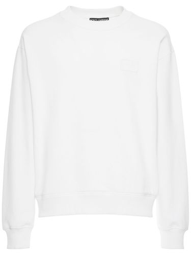 Sweat-shirt En Jersey De Coton À Col Rond - DOLCE & GABBANA - Modalova