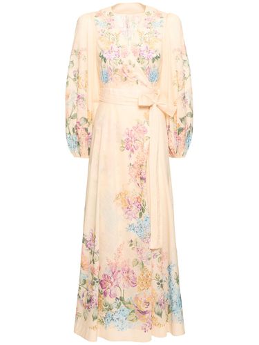 Robe Portefeuille Courte En Coton Imprimé Halliday - ZIMMERMANN - Modalova