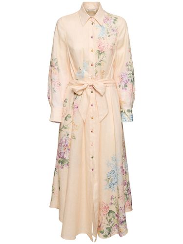 Robe Chemise Midi En Lin À Nouer Halliday - ZIMMERMANN - Modalova