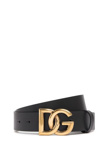 Ceinture En Cuir À Logo 3,5 Cm - DOLCE & GABBANA - Modalova