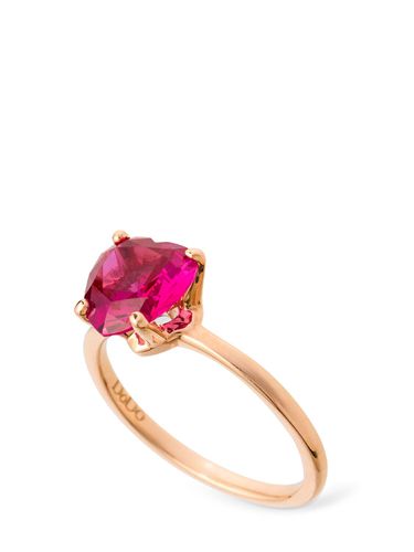 Bague En Rose 9 K Et Cœur En Rubis Synthétique - DODO - Modalova