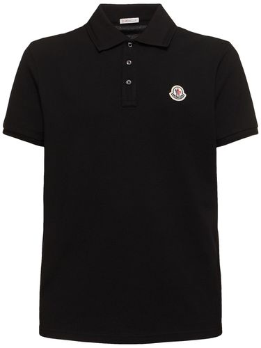 Polo En Coton Avec Patch Logo - MONCLER - Modalova