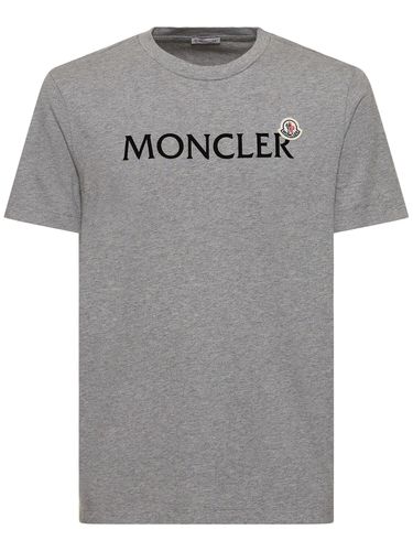 T-shirt En Coton À Logo Floqué - MONCLER - Modalova