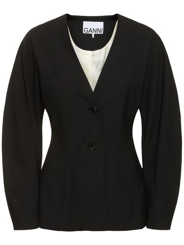 Blazer Cintré Drapé - GANNI - Modalova