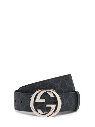 Ceinture En Toile Et Cuir Gg Supreme 4 Cm - GUCCI - Modalova