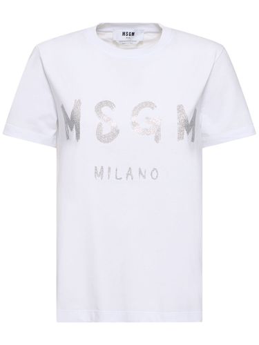 T-shirt En Jersey De Coton À Logo - MSGM - Modalova