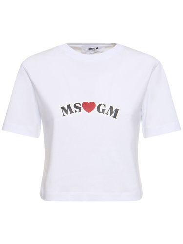 T-shirt Court En Jersey De Coton À Logo - MSGM - Modalova