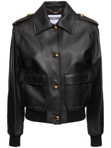 Veste En Cuir Gold Heart - MOSCHINO - Modalova