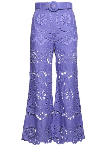 Pantalon Évasé En Lin Brodé Pop - ZIMMERMANN - Modalova