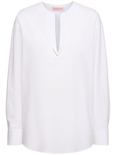 Chemise À Col En V En Popeline À Col En V - VALENTINO - Modalova