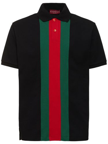 Polo En Piqué De Coton Web - GUCCI - Modalova