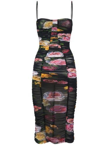 Robe Midi En Tulle Stretch Imprimé - DOLCE & GABBANA - Modalova